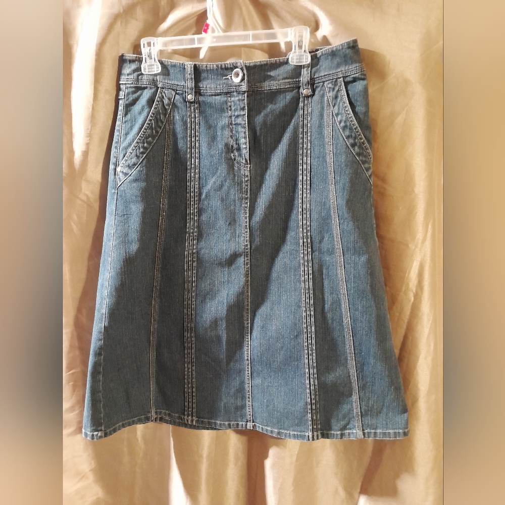 Christopher & Banks Blue Denim Midi Skirt